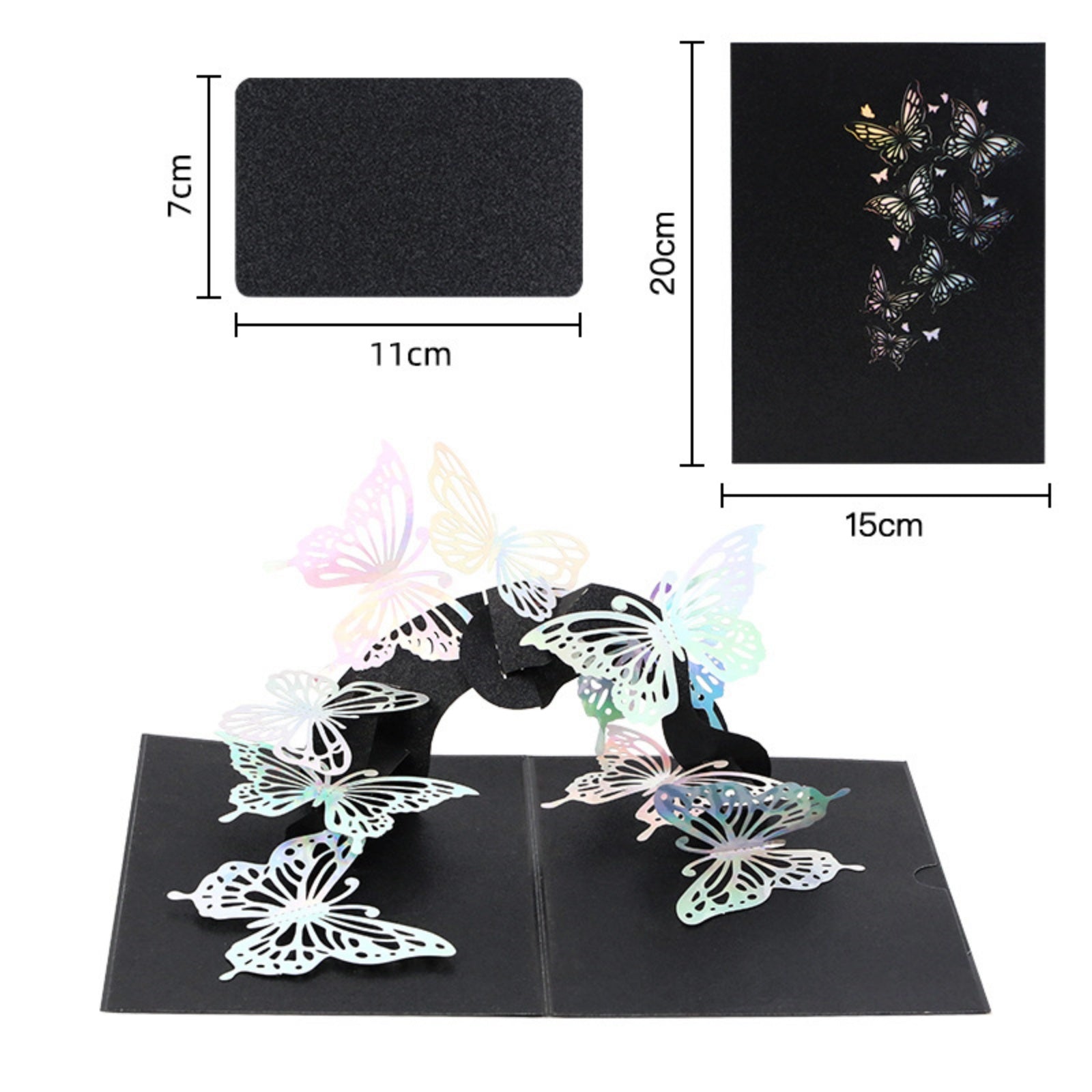arte de voeux 20x15cm carte de vœux 3D créative papillon noir sculpture en papier carte de vœux d'anniversaire carte postale