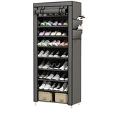 Étagère à chaussures en tissu 60x30x160cm 10 niveaux avec housse protection meuble chaussure en tissu range-chaussures en tissu