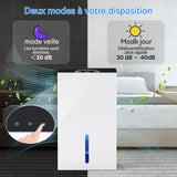 Déshumidificateur 96W 2,4L déshumidificateur d air electrique multifonction lumière LED 7 couleurs 2 modes de déshumidification