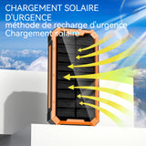 Batterie externe 20000mah 5w chargeur solaire portable chargement sans fil avec 4 usb sorties et 2 entrée avec lumière de camping