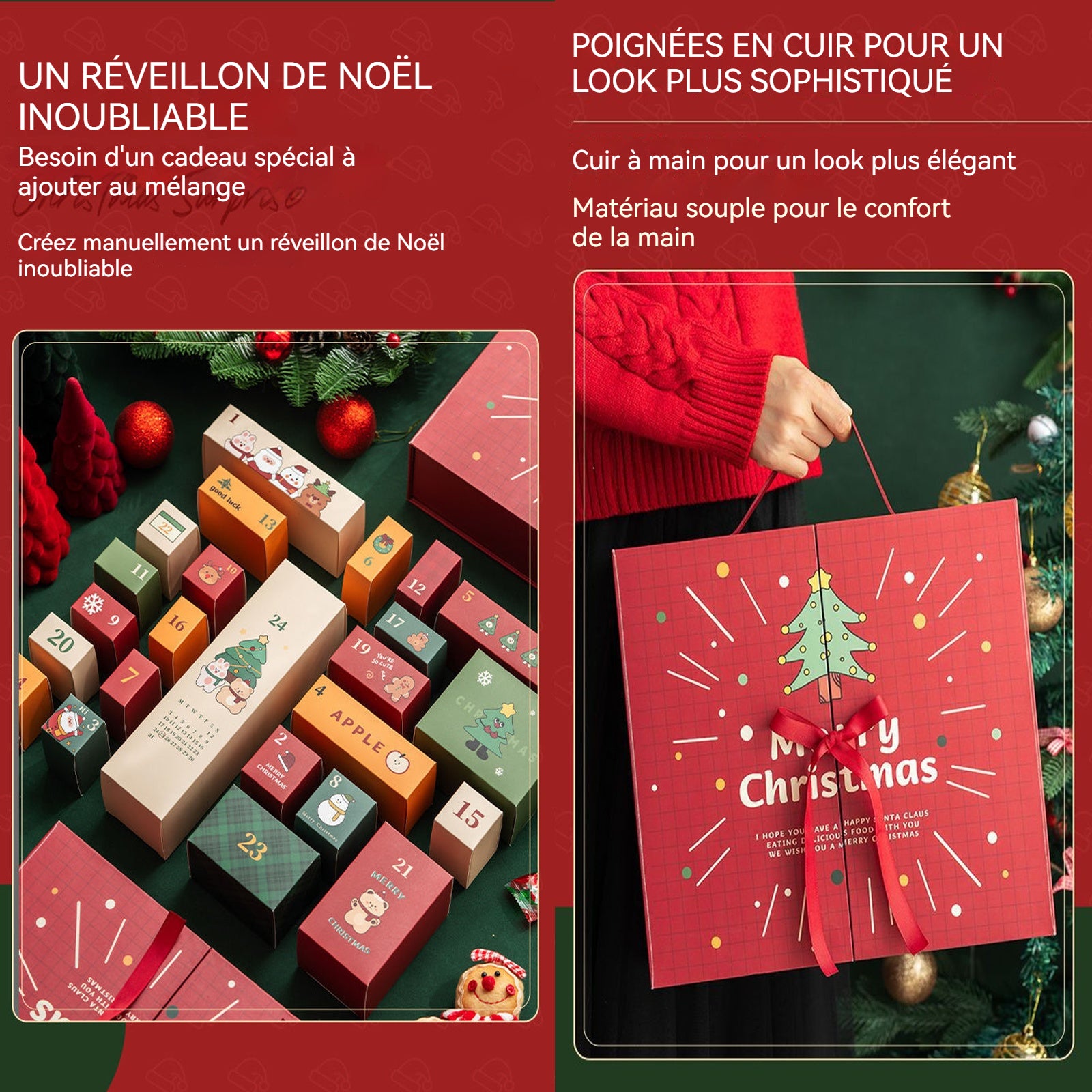 Calendrier de l'Avent à remplir avec 24 boîtes vides emballage de noël à remplir soi-même pour hommes femmes et enfants DIY noël