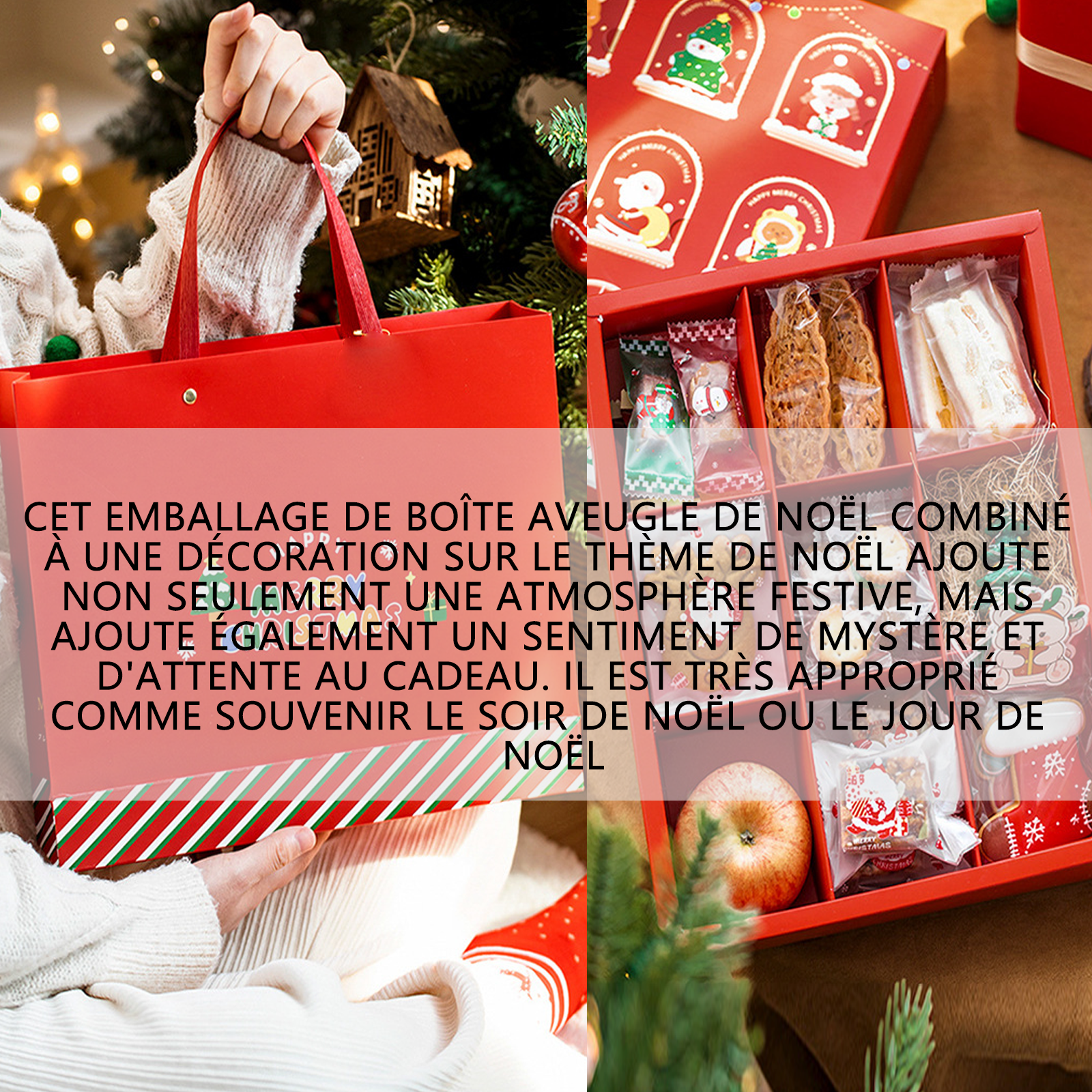 Noël peut placer des cookies et autres cadeaux cadeau de noël boîte aveugle de noël coffret cadeau de noël avec 9 grilles enfants