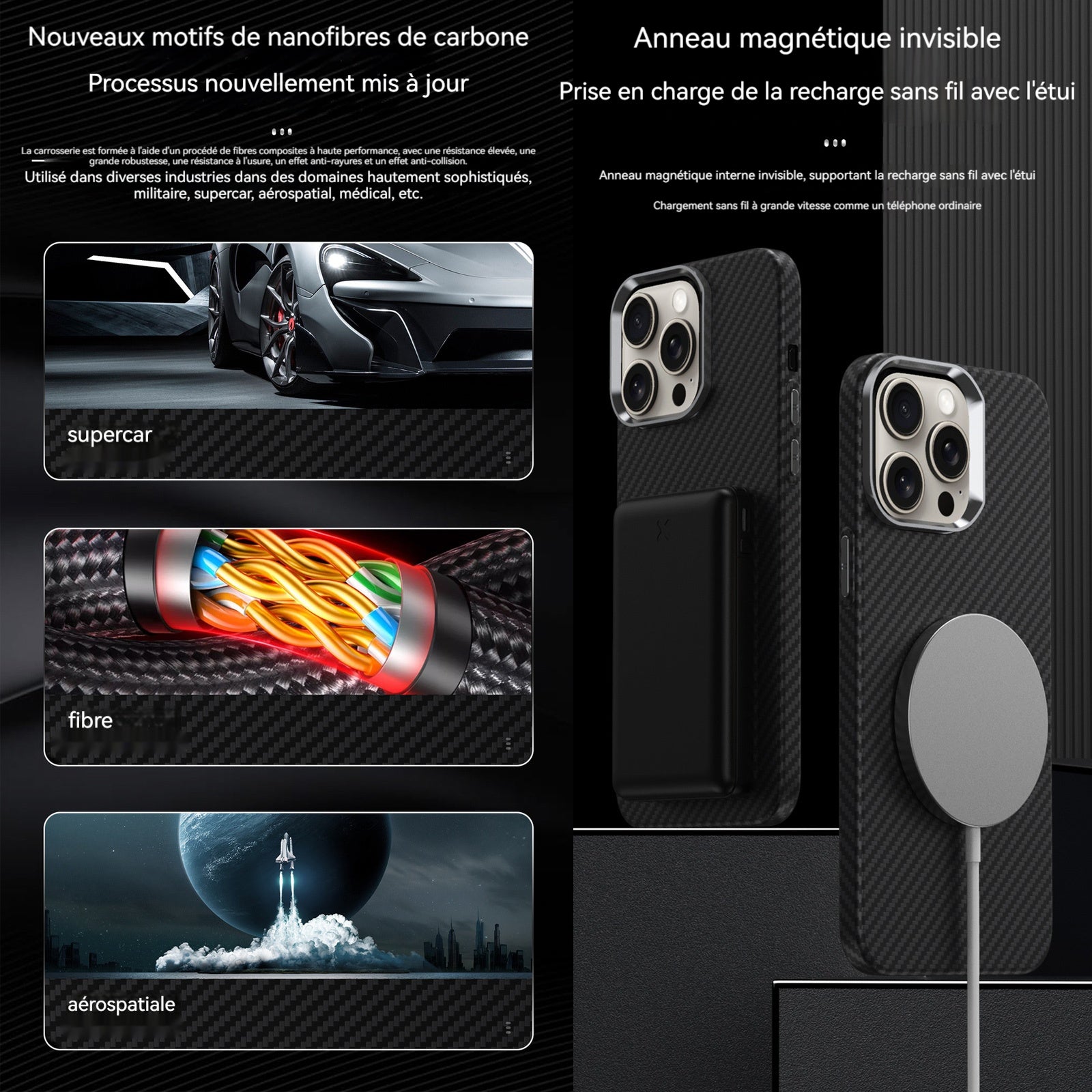 oque telephone 16pro coque élégant stylé waterproof téléphone protection pour smartphone 16pro durable avec anneau magnétique