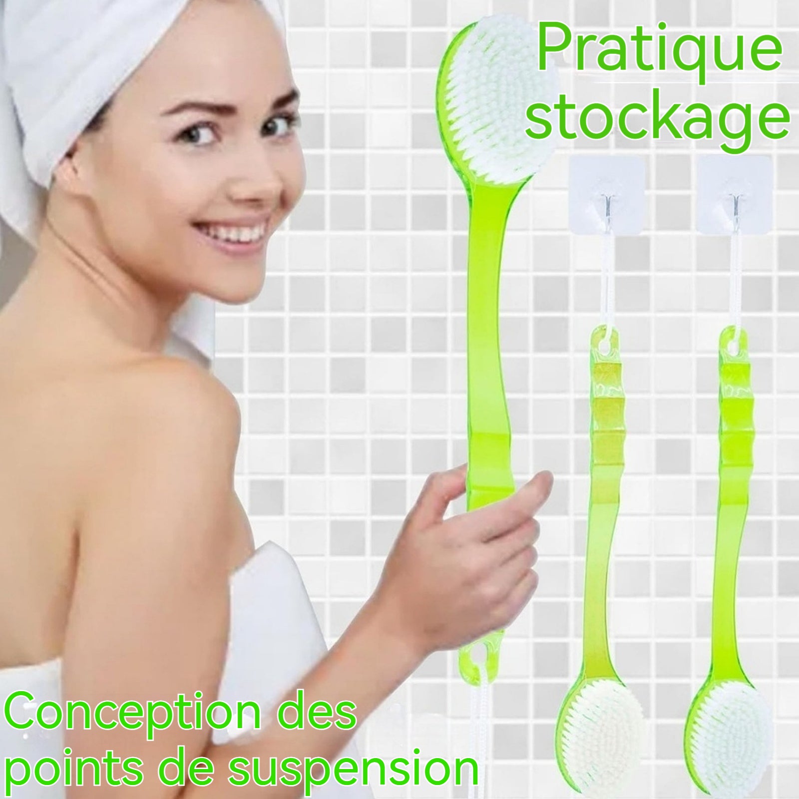 Brosse Dos Douche 365x70x30mm Nettoyage Massage Matériaux résistants à l'abrasion Soulagement de la fatigue Brosse de Bain Ver
