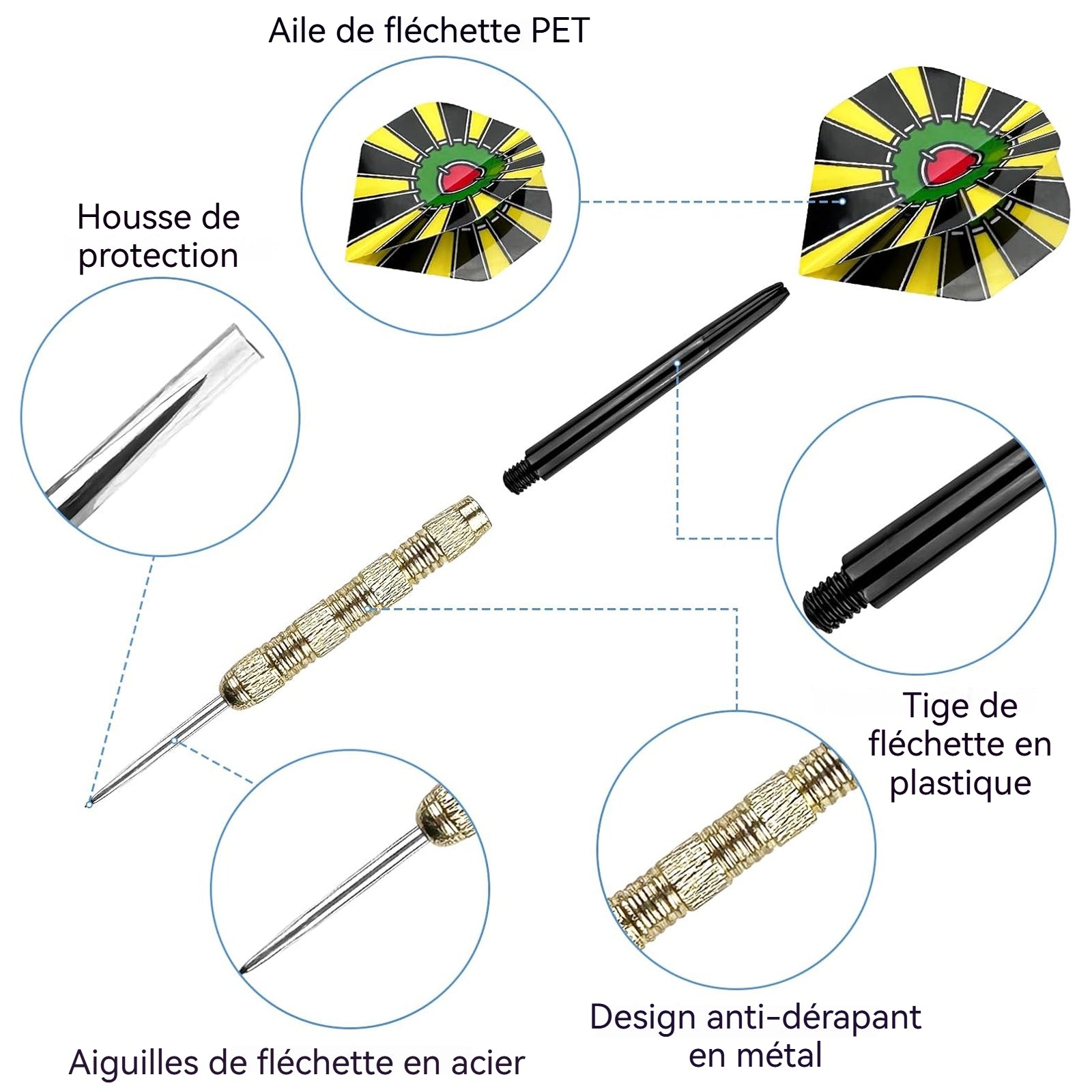 Fléchettes à pointe 12PCS 15,2x0,7x0,7cm flechette pointe en acier professionnelles fléchettes à pointe aiguille jeu de fléchettes