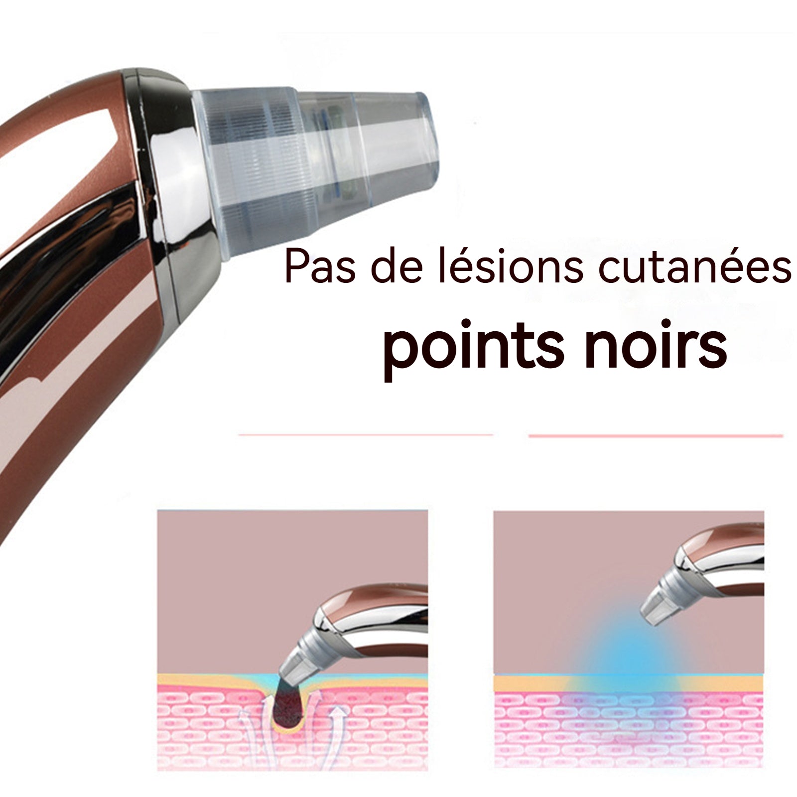 Aspirateur Point Noir 600mAh Réglage à trois vitesses Sept embouts Chargement USB Portable Aspirateur Point Noir électrique