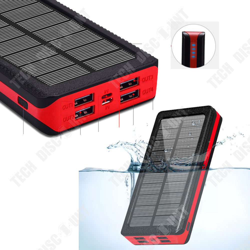 Banque de puissance mobile extérieure de banque de puissance solaire de grande capacité 30000 mAh pour le camping étudiant