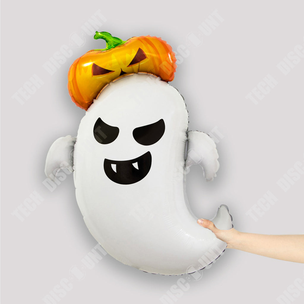 TD® 2 ballons d'Halloween en forme de citrouille fantôme, décoration de scène de fête de vacances, ballons d'horreur