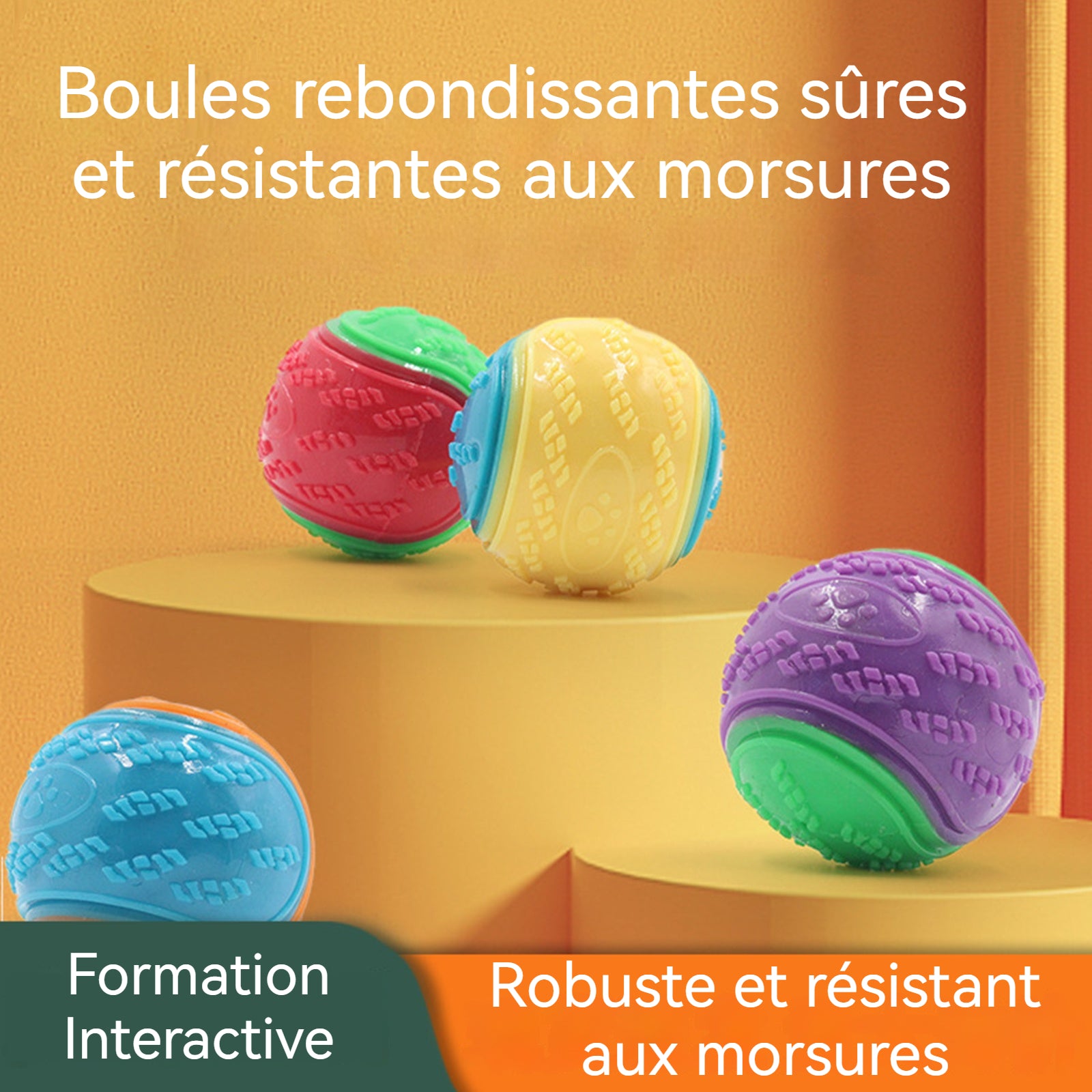 2PCS jouets pour chiens bille de broyage grande balle d'entraînement pour chien sonore en forme de C deux couleurs aléatoires