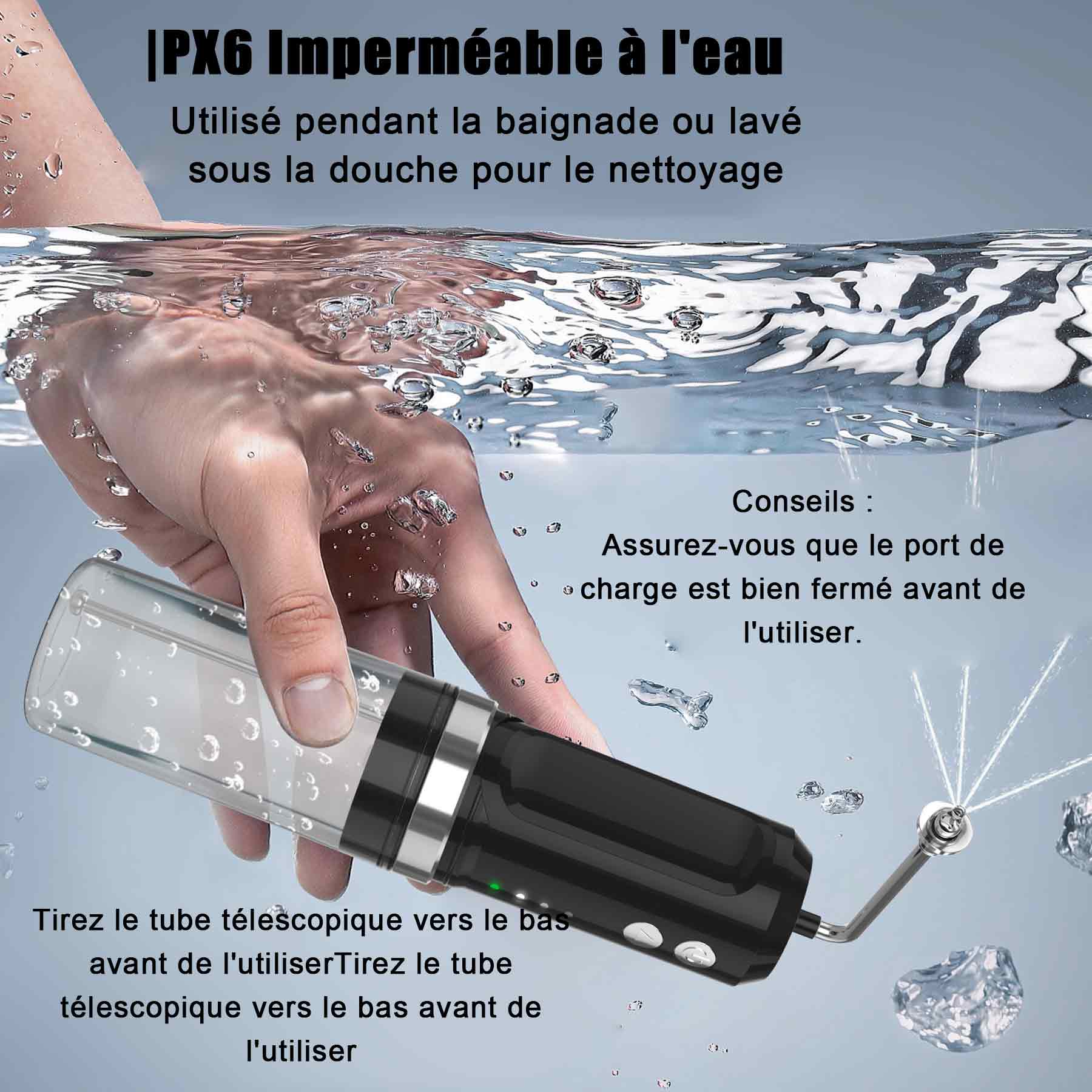 Aspirateur oreille avec 4 modes de mettoyage de IPX6 portable nettoyeur d'oreilles électrique rechargeable pour adultes enfants