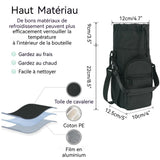 Housse verre 1000 ml avec bandoulière et poche pour téléphone portable Poche avant grande capacité Convient pour le camping Noir