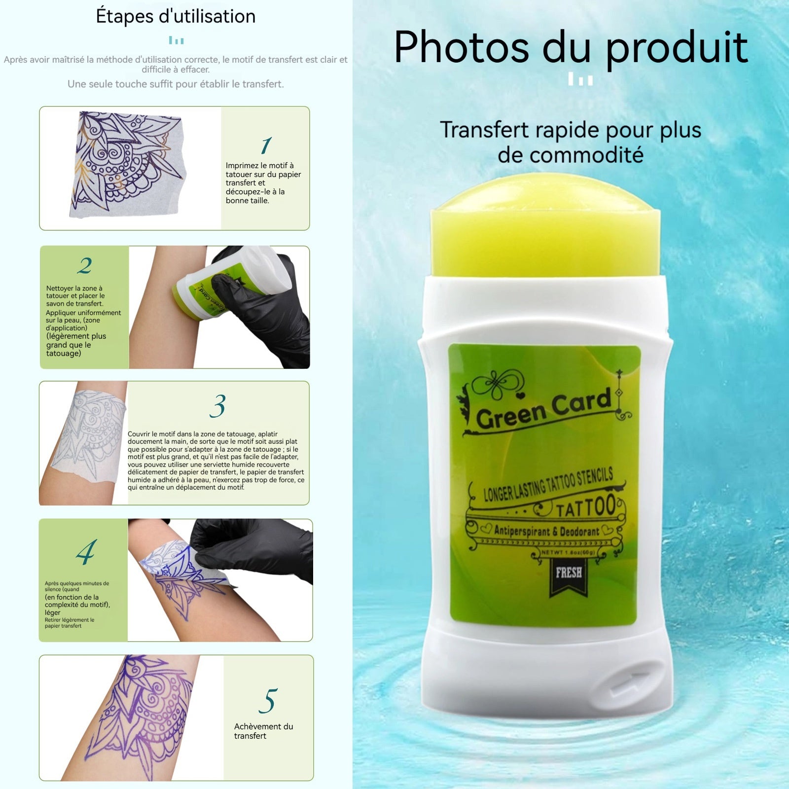 Crème de transfert de tatouage 51g rapide Accessoires de Tatouage fournitures de tatouage Utiliser avec du papier transfert