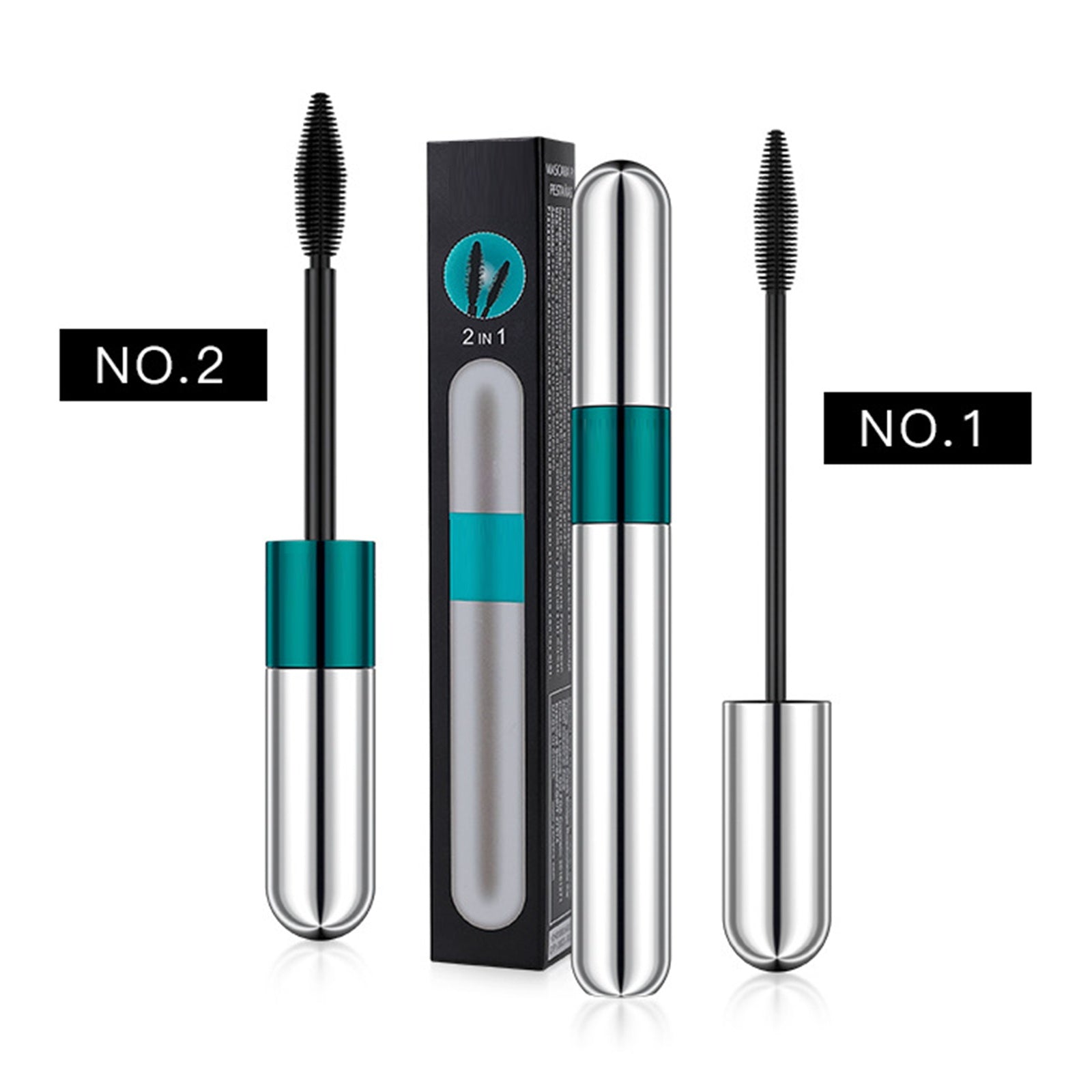 Mascara 2 en 1 mascara fibre de soie 4D volume imperméable noir silk fiber volume mascara cosmétiques imperméables anti-bavure
