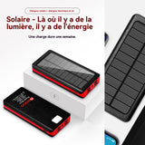 Batterie externe solaire 30000mah avec lumière LED banque d'alimentation portable avec 4 ports USB étanche power bank chargeur