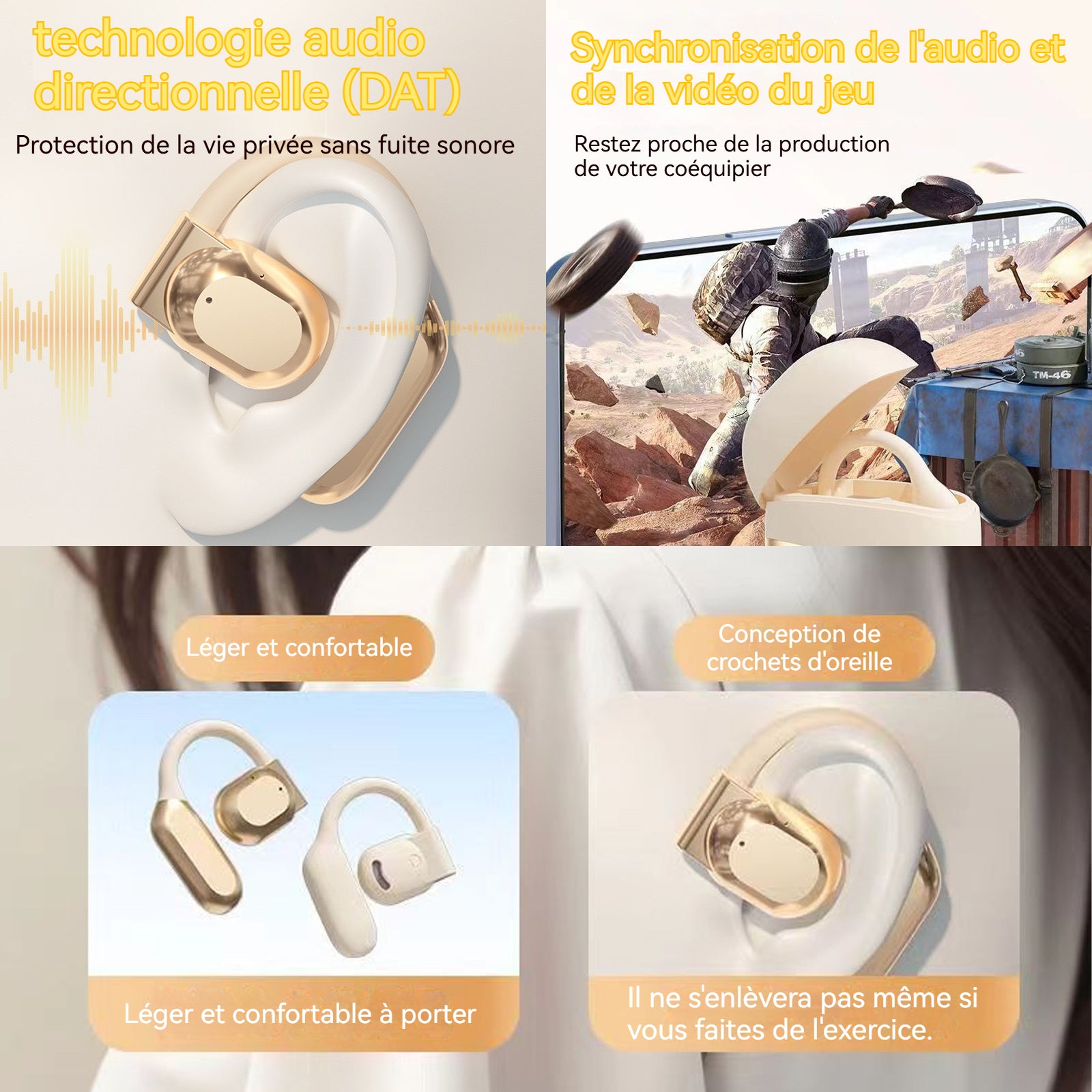Écouteurs bluetooth conduction sport osseuse sans fil bluetooth 5.3 avec microphone antibruit étanchéité stéréo basses avec écran
