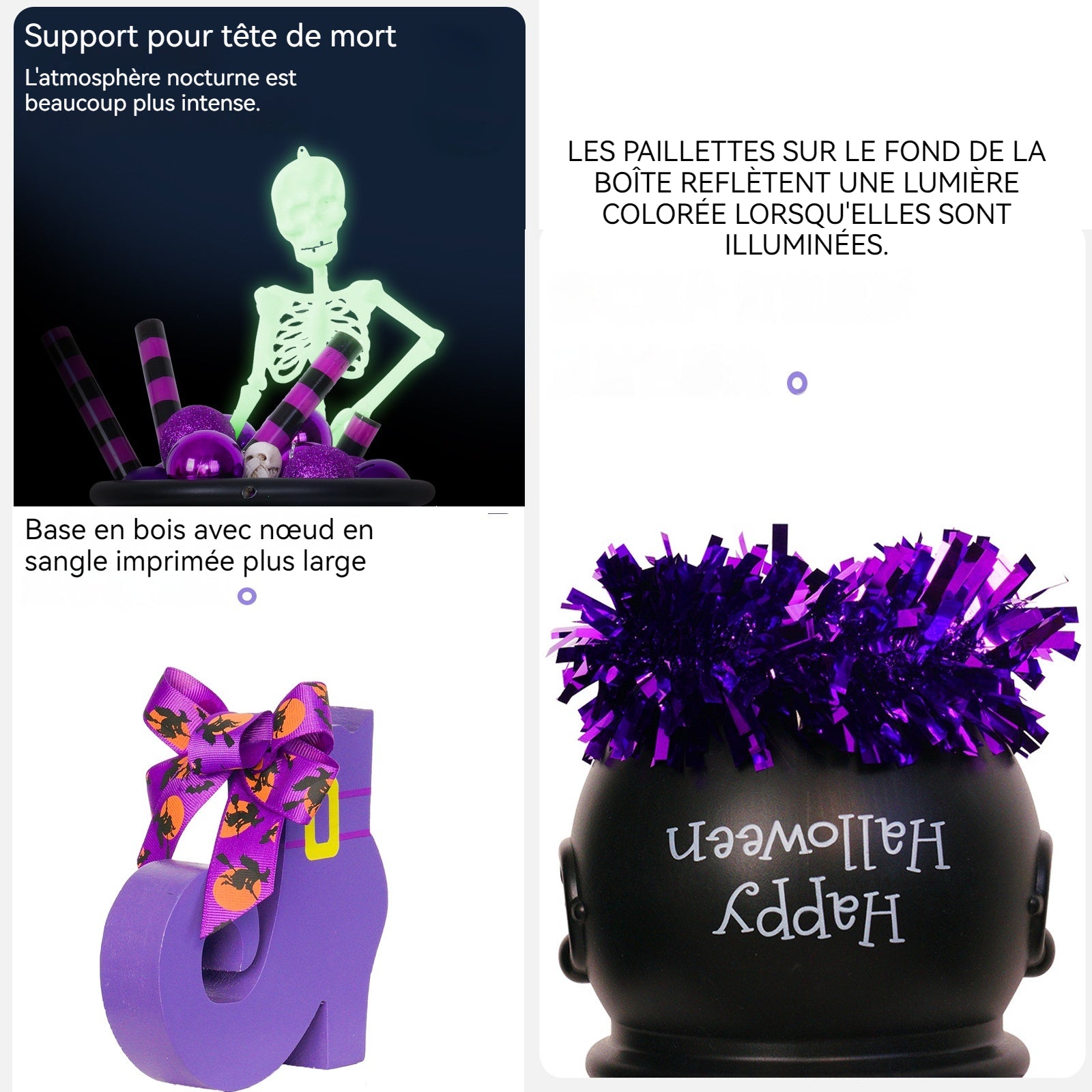 Halloween 60 x 17,5 cm pot de bonbons de sorcière squelette qui brille dans le noir décoration hauteur réglable exterieur decoration