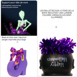 Halloween 60 x 17,5 cm pot de bonbons de sorcière squelette qui brille dans le noir décoration hauteur réglable exterieur decoration