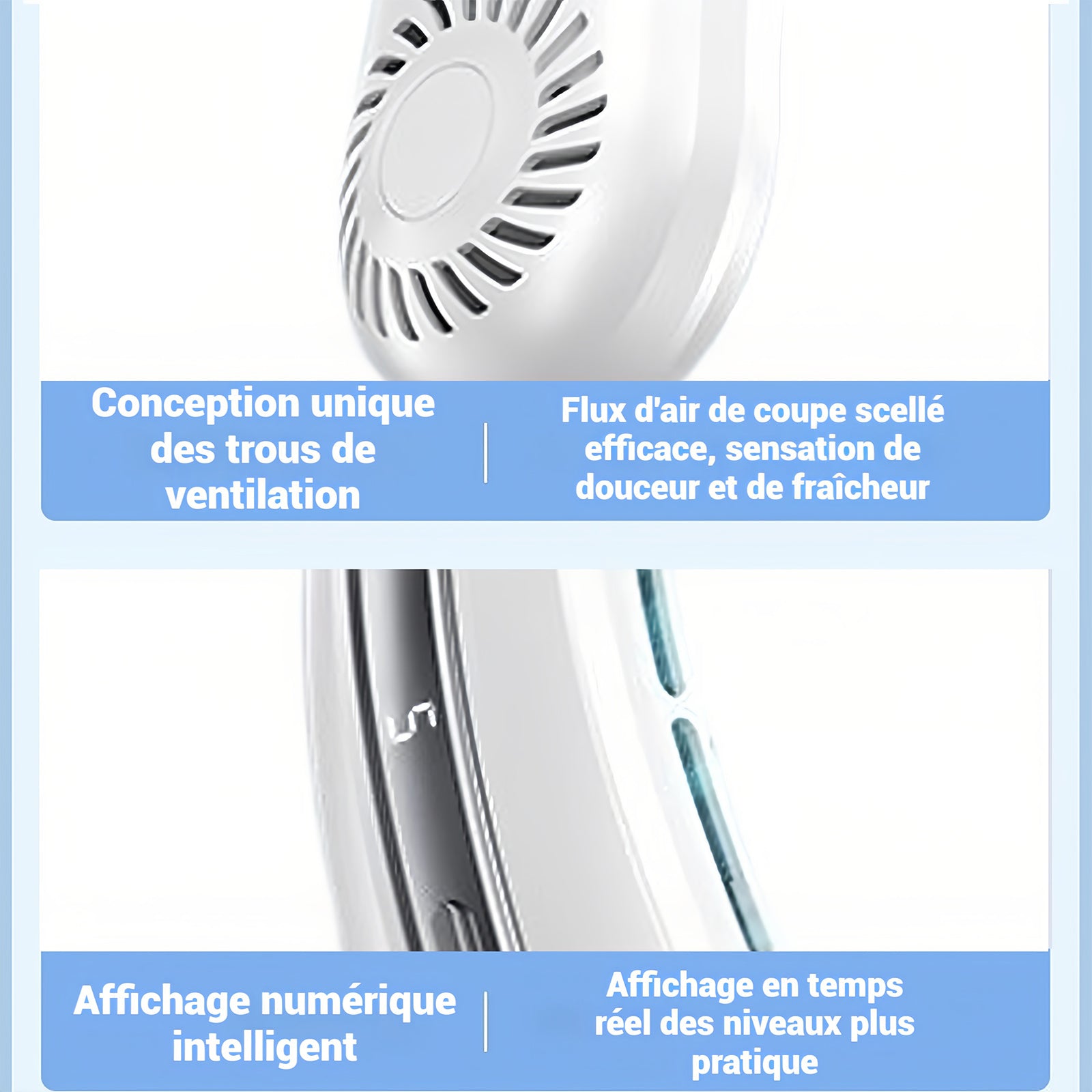 Ventilateur 5 niveaux 1200 mah avec affichage numérique LED refroidissement par plaques autonomie de 3 heures mini ventilateur