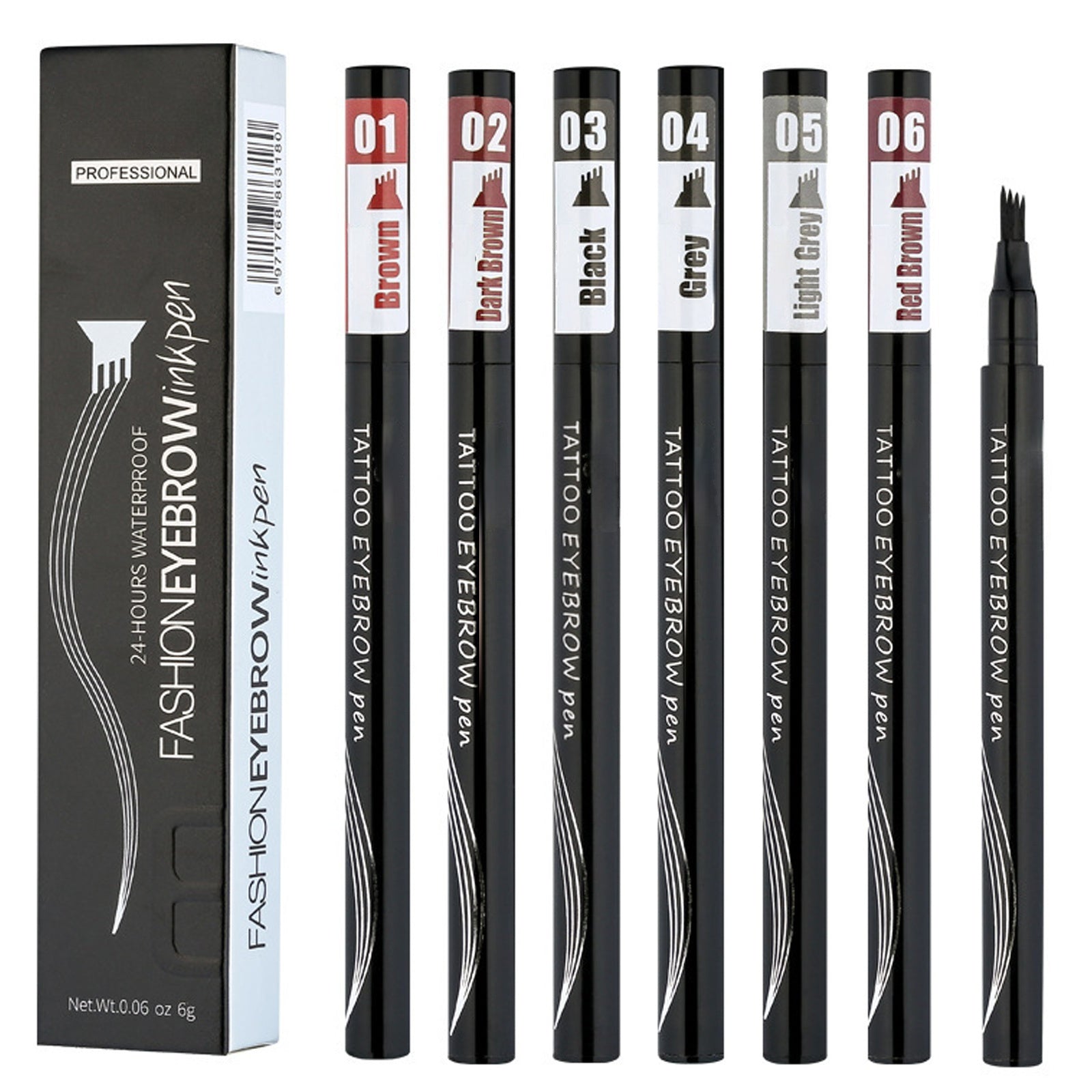 rayon à sourcils à quatre pointes 6 g 11,5x2cm 6 couleurs Facile à appliquer Résistant à l'eau et aux bavures Couleur longue tenue