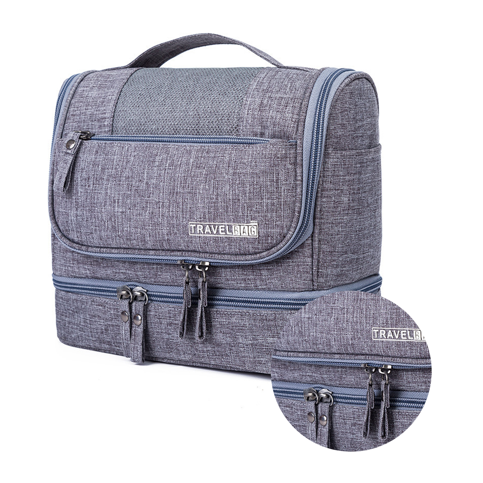 Trousse de toilette 13x21x25cm 600D toile oxford suspendu trousse de maquillage étanche sac de voyage organisateur avec poignée