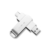 Clé USB3.0 128Go Haute Vitesse pour Interface Type-C Téléphone Mobile PC Smart TV Tablette PC Voiture Stéréo Argent Métallique