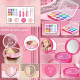 Maquillage enfant fille 10pcs jeu de faux maquillage pour filles rose coffret maquillage cadeaux pour enfants accessoires riches