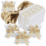 Boîtes cadeaux 9 cm 50 pièces Estampage or et argent Papier Avec ruban Crée une ambiance festive Idéal pour les fêtes Boite dragee