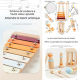 Jouet montessori 7 pièces ensemble d'instruments de musique en bois pour enfants jouets musique et reconnaissance des couleurs