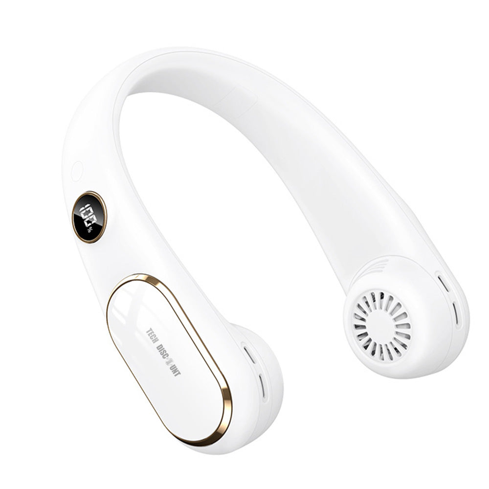 Ventilateur de cou sans feuilles   2400mA   Affichage numérique intelligent   Refroidissement rapide   Ventilateur de nuque