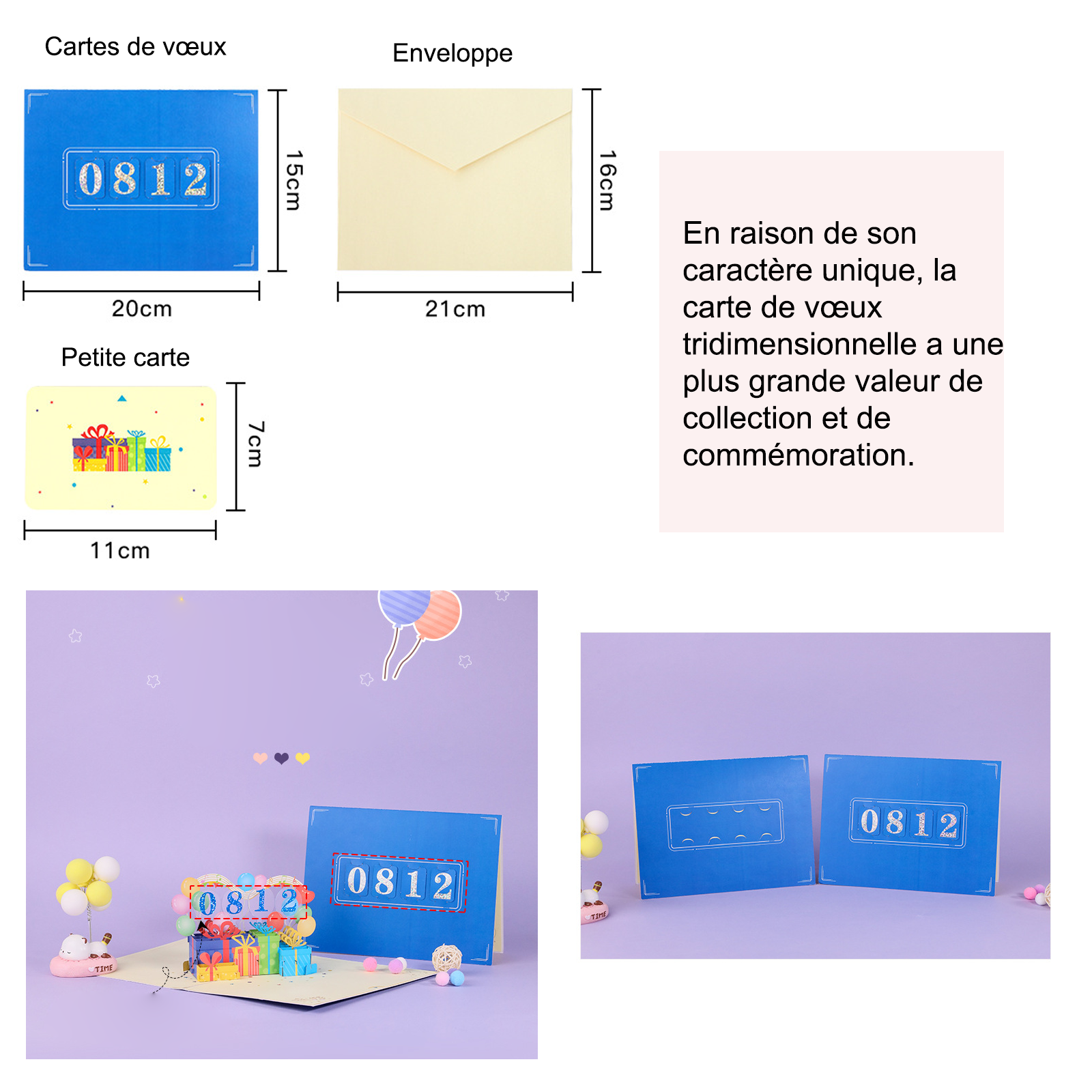 arte de voeux 20x15cm carte de vœux tridimensionnelle anniversaire mariage cadeau diy anniversaire bénédiction carte postale