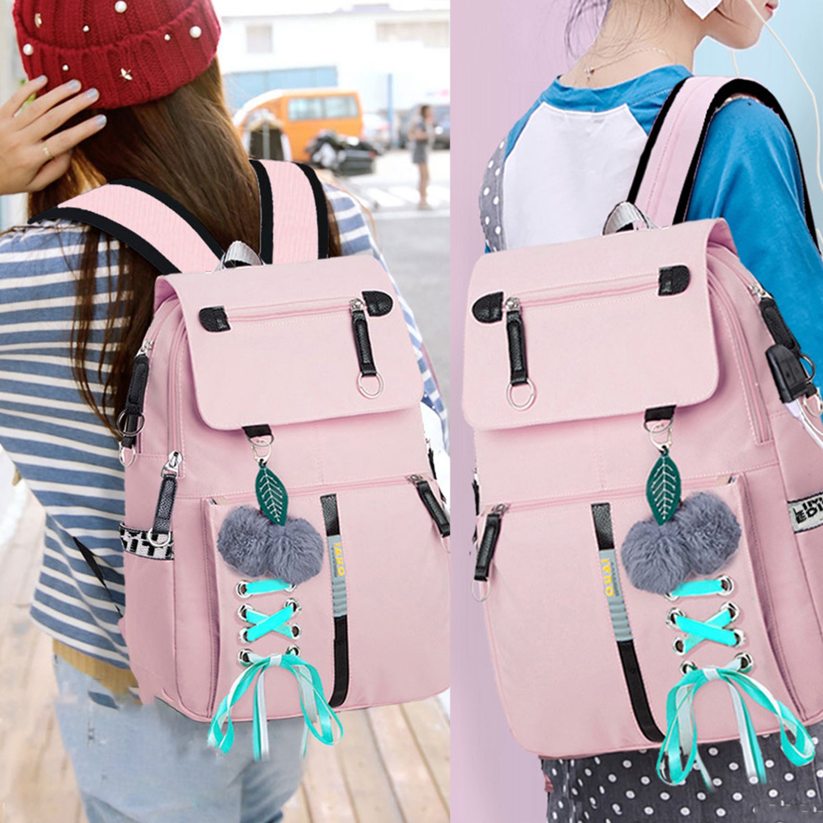 artable 31x45x13cm sac à dos rose grande capacité convient pour l'école/les voyages/le shopping/les fêtes cartable pour fille