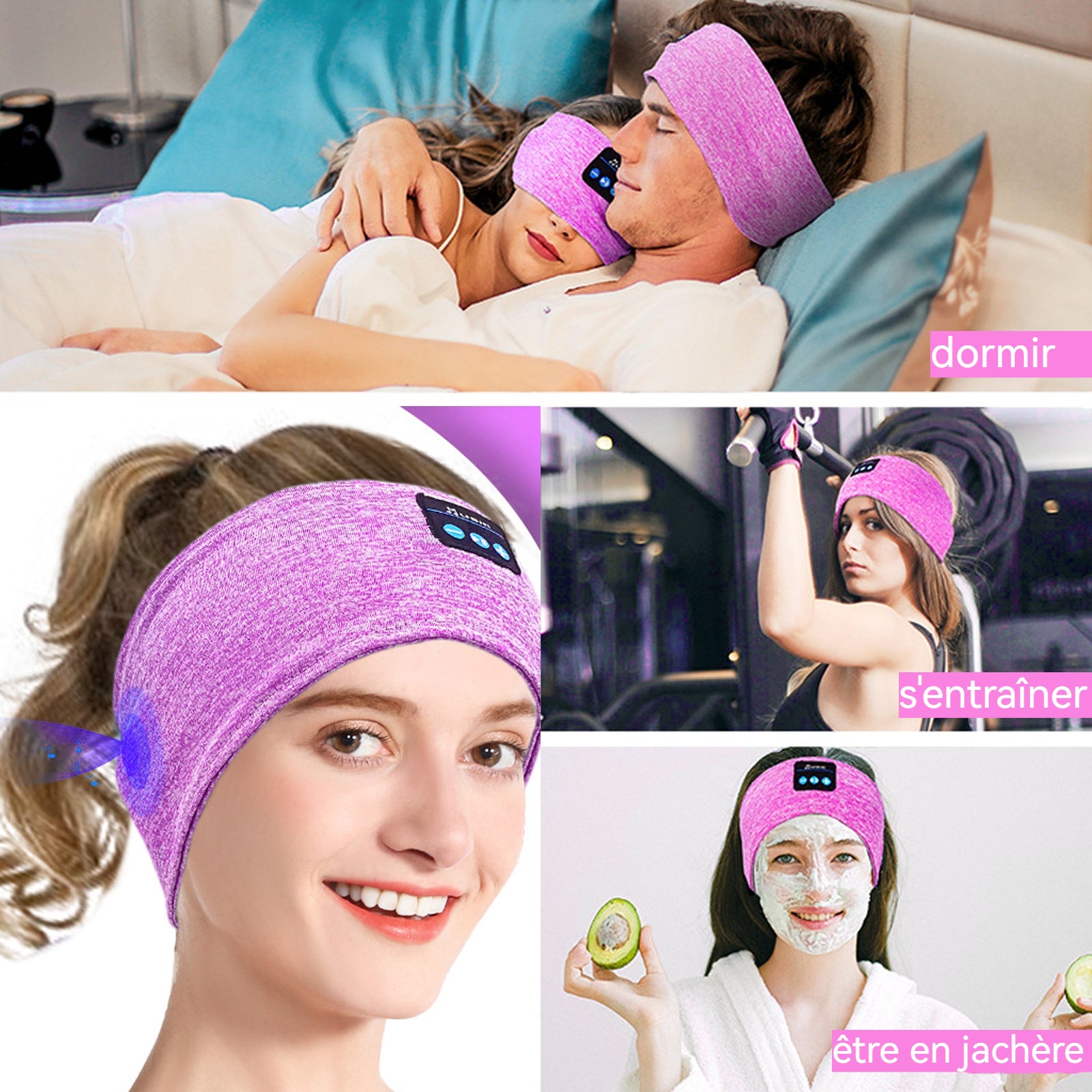 Bandeau de sport avec bluetooth intelligent sans fil exercice de course en plein air absorbant la transpiration jouer de la musique