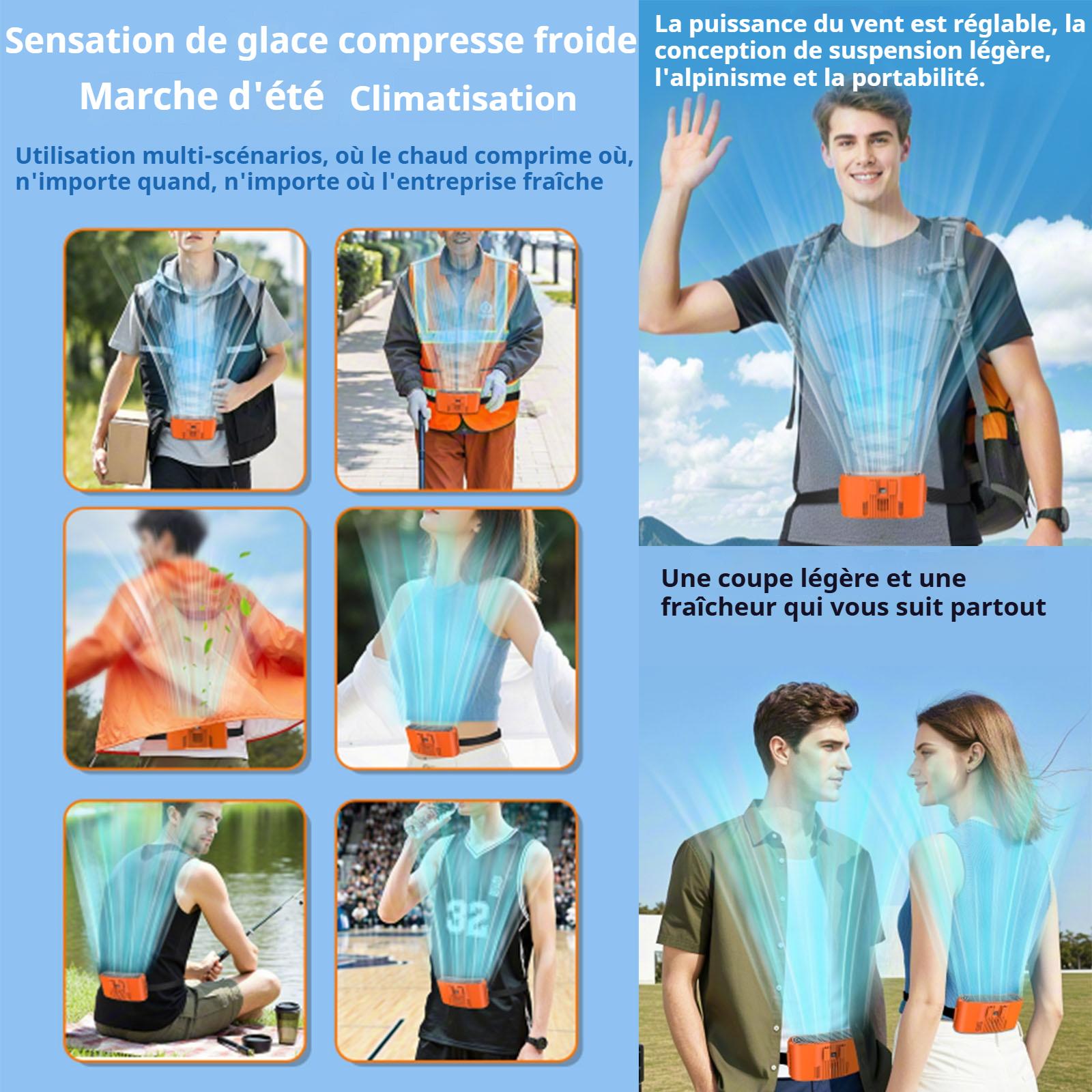 Ventilateur 100 niveaux de vitesse du vent 10000mah ventilateur de refroidissement portable pour semi-conducteurs ceinture réglable