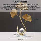 Ornements 25,5x16x6cm boule de cristal à feuilles en métal décoration de bureau pour la maison et le salon petits objets decoratifs