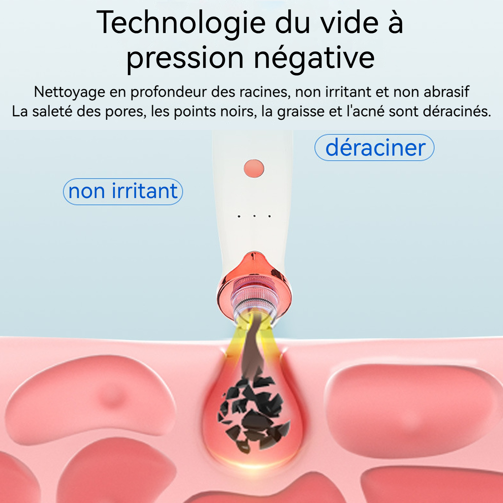 Aspirateur Point Noir 5V1A Ultra-léger Pression négative sous vide Longue durée vie de la batterie Aspirateur Point Noir électrique