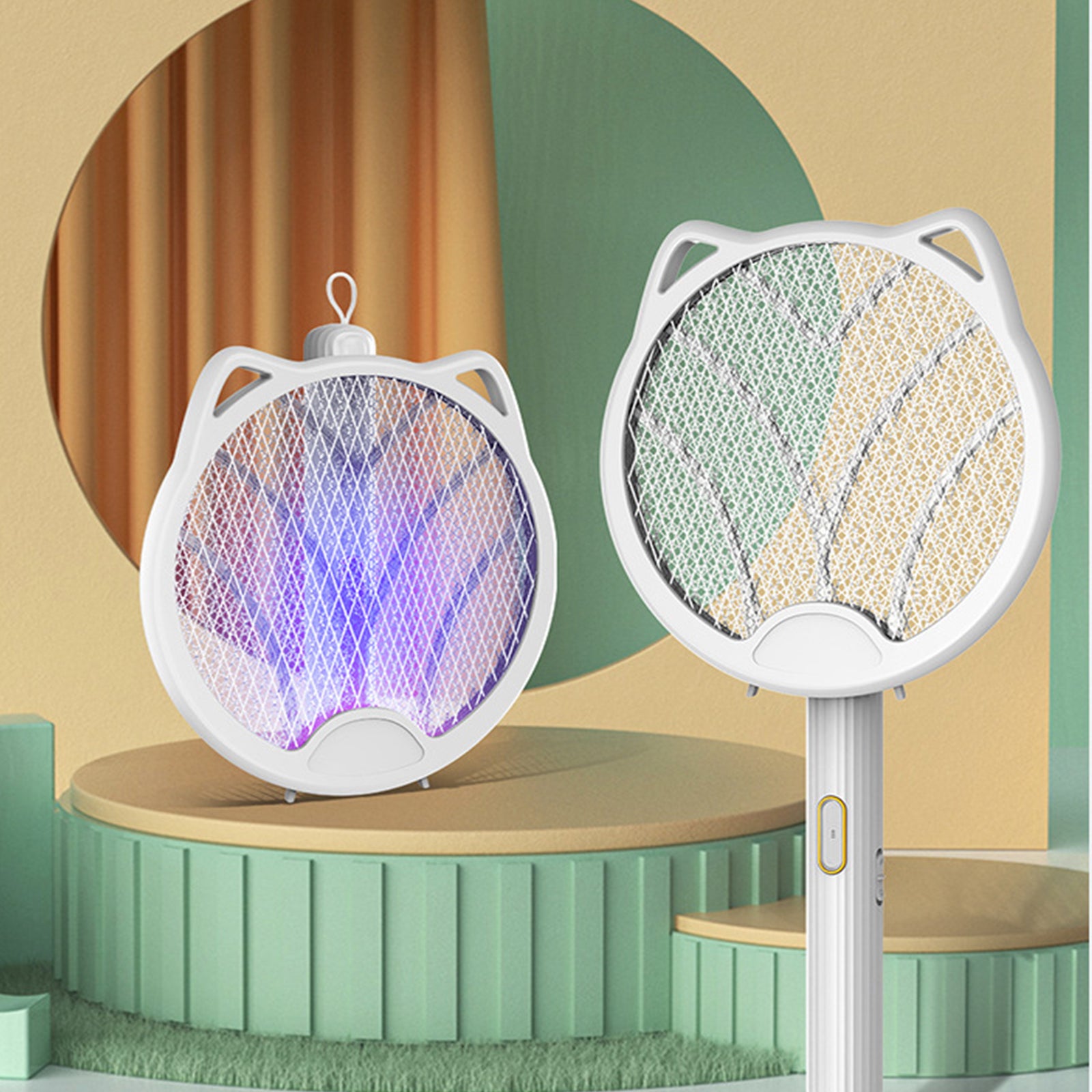 Oreilles de chat pliable quatre-en-un tapette à moustiques électrique multifonctionnelle tueur de moustiques rechargeable par USB