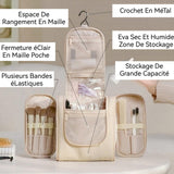 trousse de toilette 370g Tissus écologiques Double ouverture suspendue portable grande capacité tenue à la main sac à cosmétiques