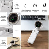 Ventilateur 3600mAh petit ventilateur portatif à grande vitesse 5 niveaux de vitesse du vent ventilateur portatif pliable le cou