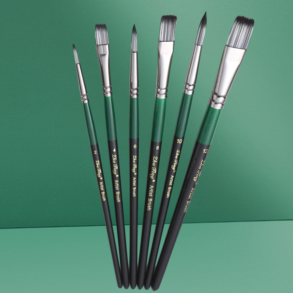 Art Wooden Oil Paintbrush Set Student Art Painting Watercolour Brushes 6pcs Nylon Hair Watercolour Brushes Set