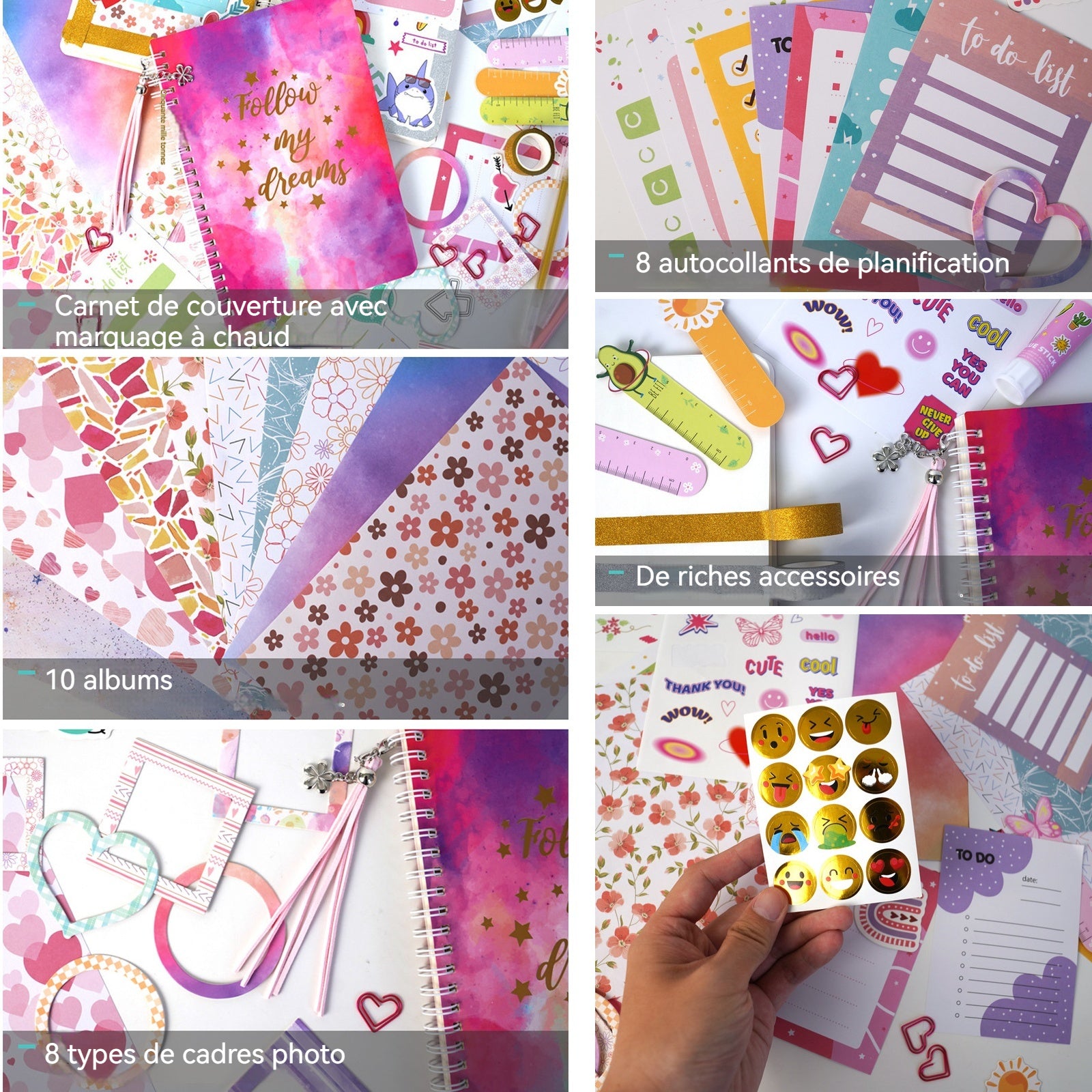 Autocollant scrapbooking 58 ensembles autocollants papier exquis beau ensemble d'autocollants pour journal artisanat DIY stickers