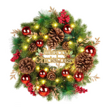 Couronne de Noël 40cm Guirlande de Noël Lumineuse Décoration de Noël pour Porte d'entrée Festival de Noël Décoration de la Maison