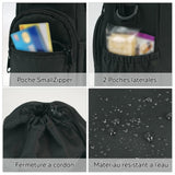 Housse verre 1000 ml avec bandoulière et poche pour téléphone portable Poche avant grande capacité Convient pour le camping Noir