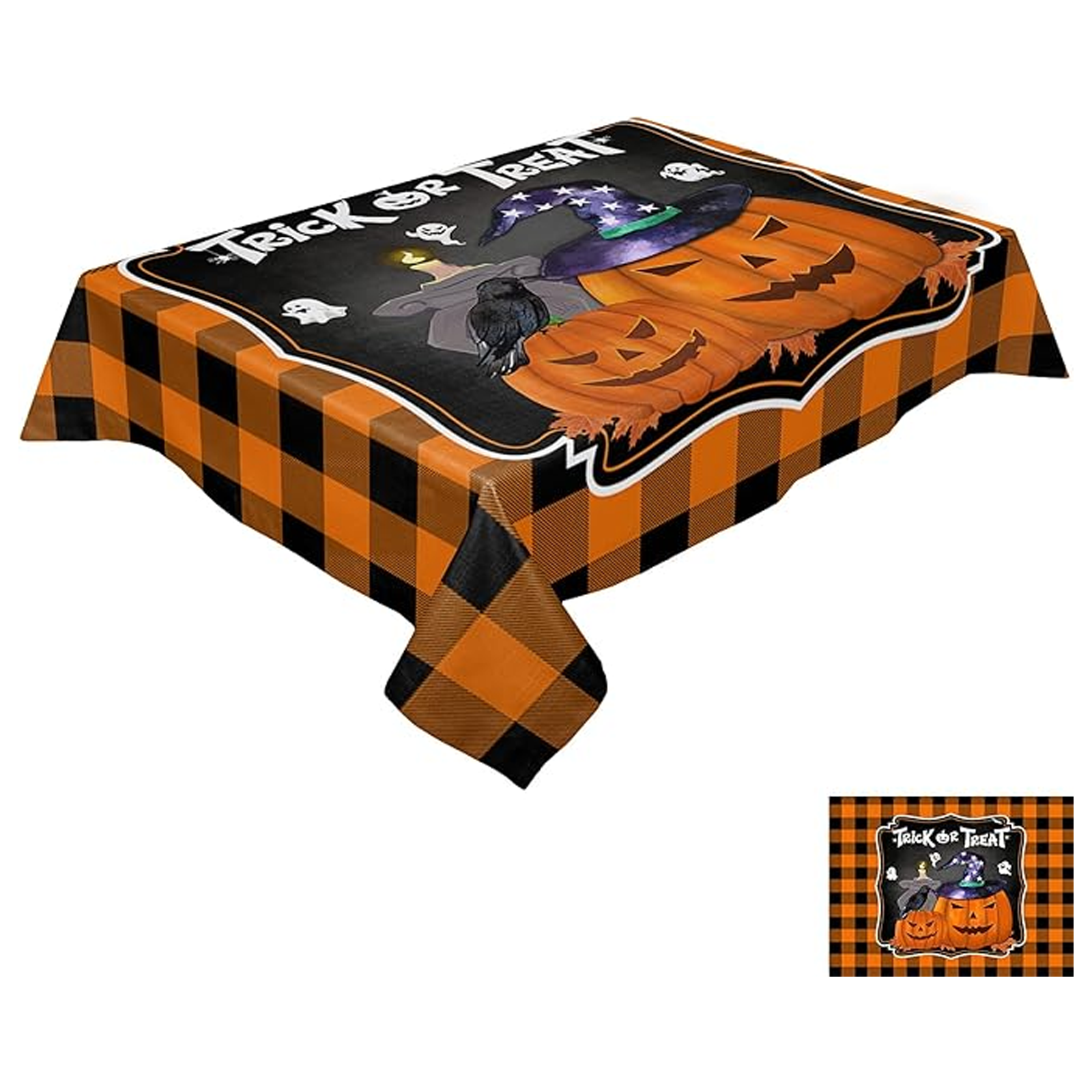 Nappe d'halloween 153x259cm halloween carré nappe citrouille et toile d'araignée decoration halloween effrayante tissu interieur