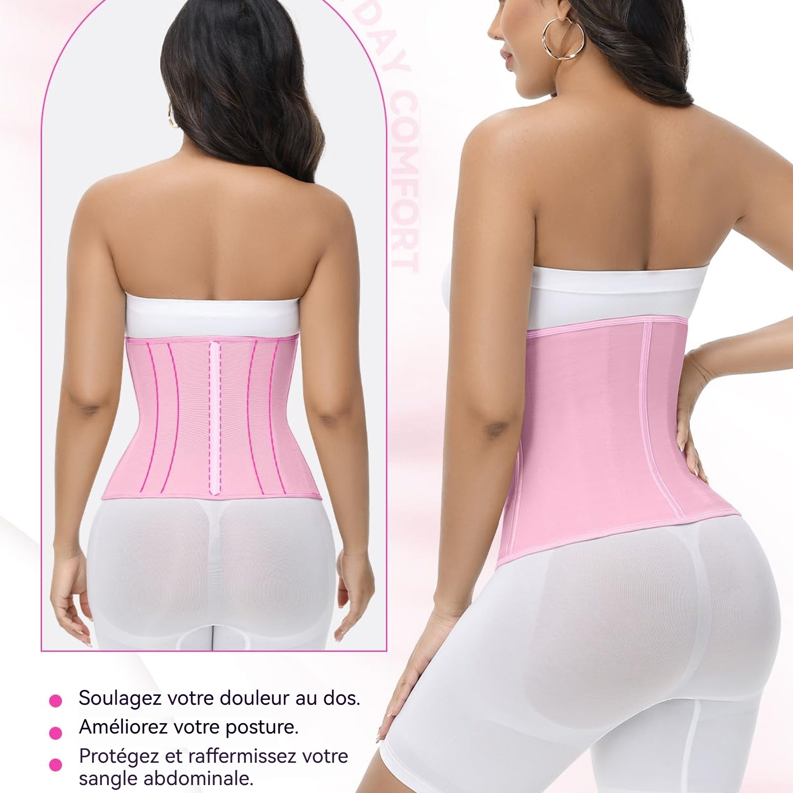 einture abdominale rose tour de taille 88cm facile à porter durable confortable et respirant ceinture amincissante pour femme