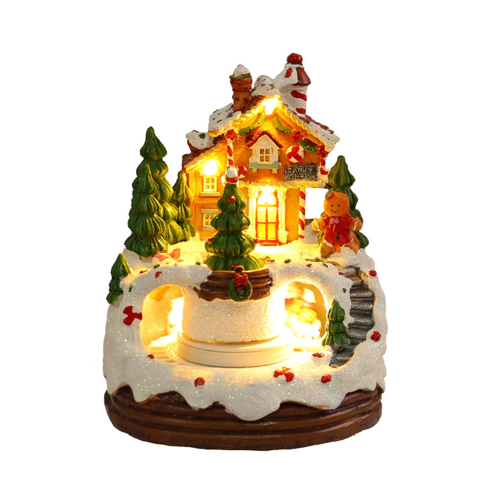 Ornements 12x12x16cm lumineux de maison de musique cabine veilleuse boîte musique cadeau de noël exquis pour enfants avec emballage