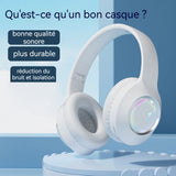 Casque Bluetooth sans Fil monté sur latête 5.2 casque Bluetooth sans filcasque Bluetooth pliableavec fonction de réduction active