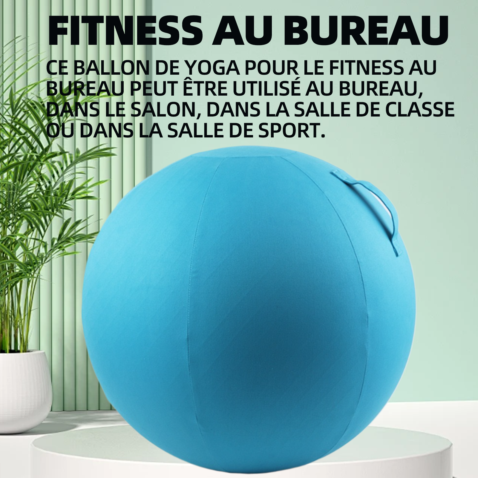 Ballon de yoga chaise de ballon de yoga avec housse ballon de yoga diamètre 75cm ballon de fitness soulage les maux de dos bleu ciel