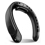 Ventilateur de cou sans fil 4000mah noir 4800rpm-7300rpm 3 vitesses réglables avec affichage numérique réglable éventail de cou