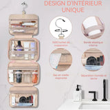 Trousse de toilette suspendue portable grande capacité avec sac de rangement bijoux travel toiletry bag séparation sèche humide