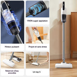 Aspirateur balai sans fil 120w 19kpa 600ml 3ème vitesse longue durée de vie de la batterie convient aux tapis et aux sols durs